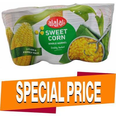 Alalali Sweet Corn Whole Kernel 3X425gm Offer Pack