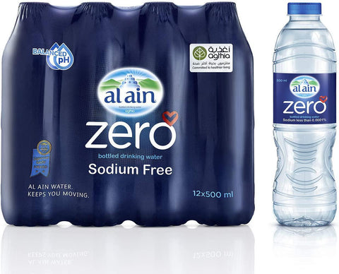 Al Ain Zero Bottled Drinking Water Sodium Free 500ml X 12pcs Pack - MarkeetEx